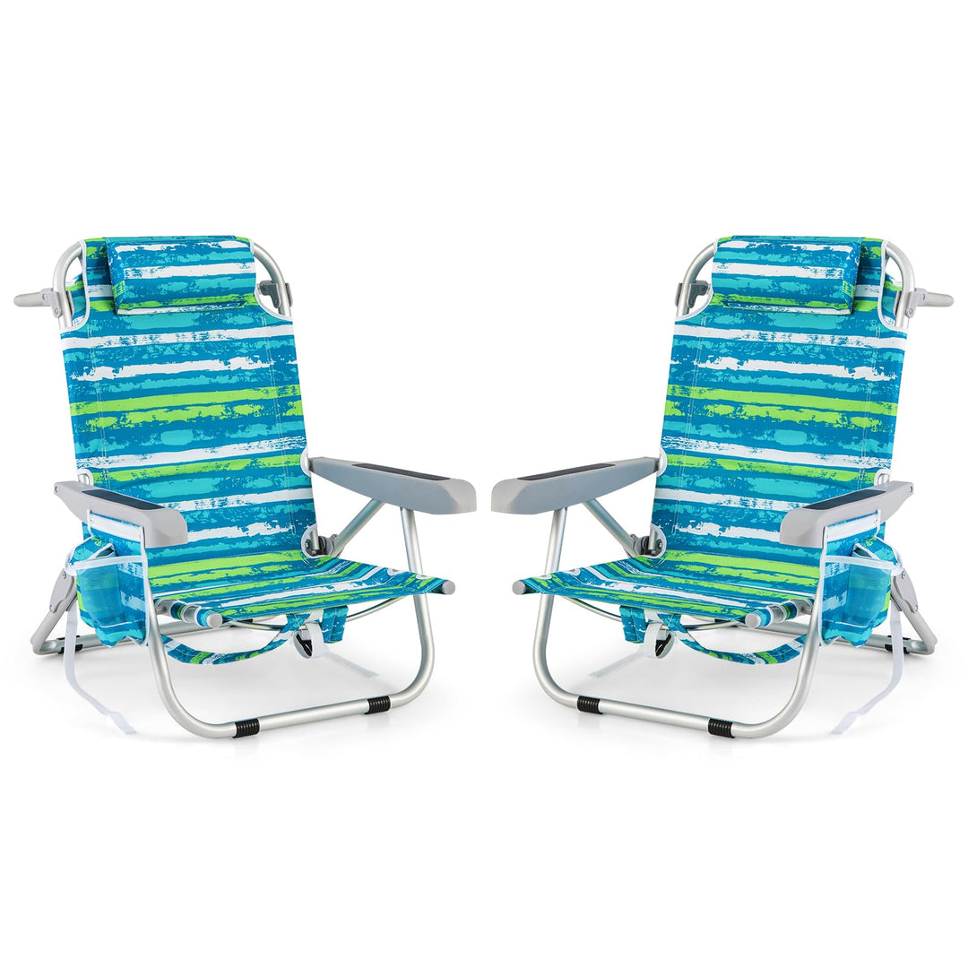 Giantex Backpack Beach Chair - Foldable Camping Chair with 5 Adjustable Position