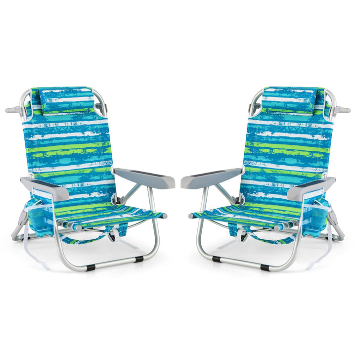 Giantex Backpack Beach Chair - Foldable Camping Chair with 5 Adjustable Position
