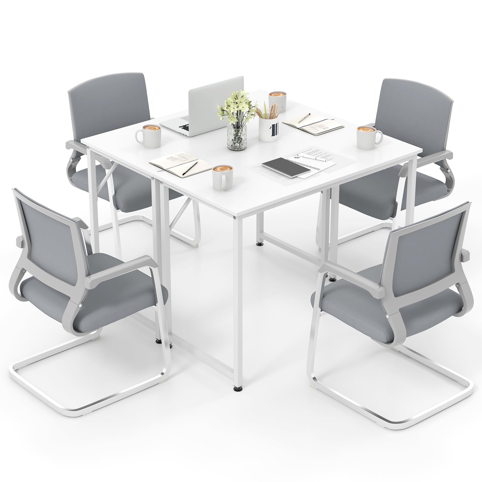 Giantex 6.5 FT Small Conference Table, 2 PCS 40" x 19.5" Rectangular Meeting Table with Heavy-Duty Metal Frame