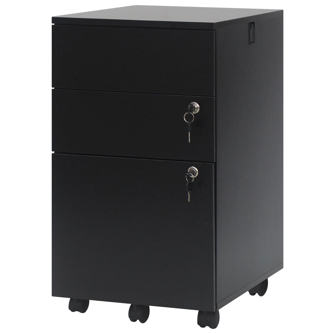 Giantex 3-Drawer File Cabinet with Wheels Wooden File Organizer