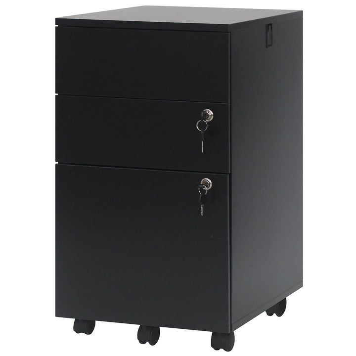 Giantex 3-Drawer File Cabinet with Wheels Wooden File Organizer
