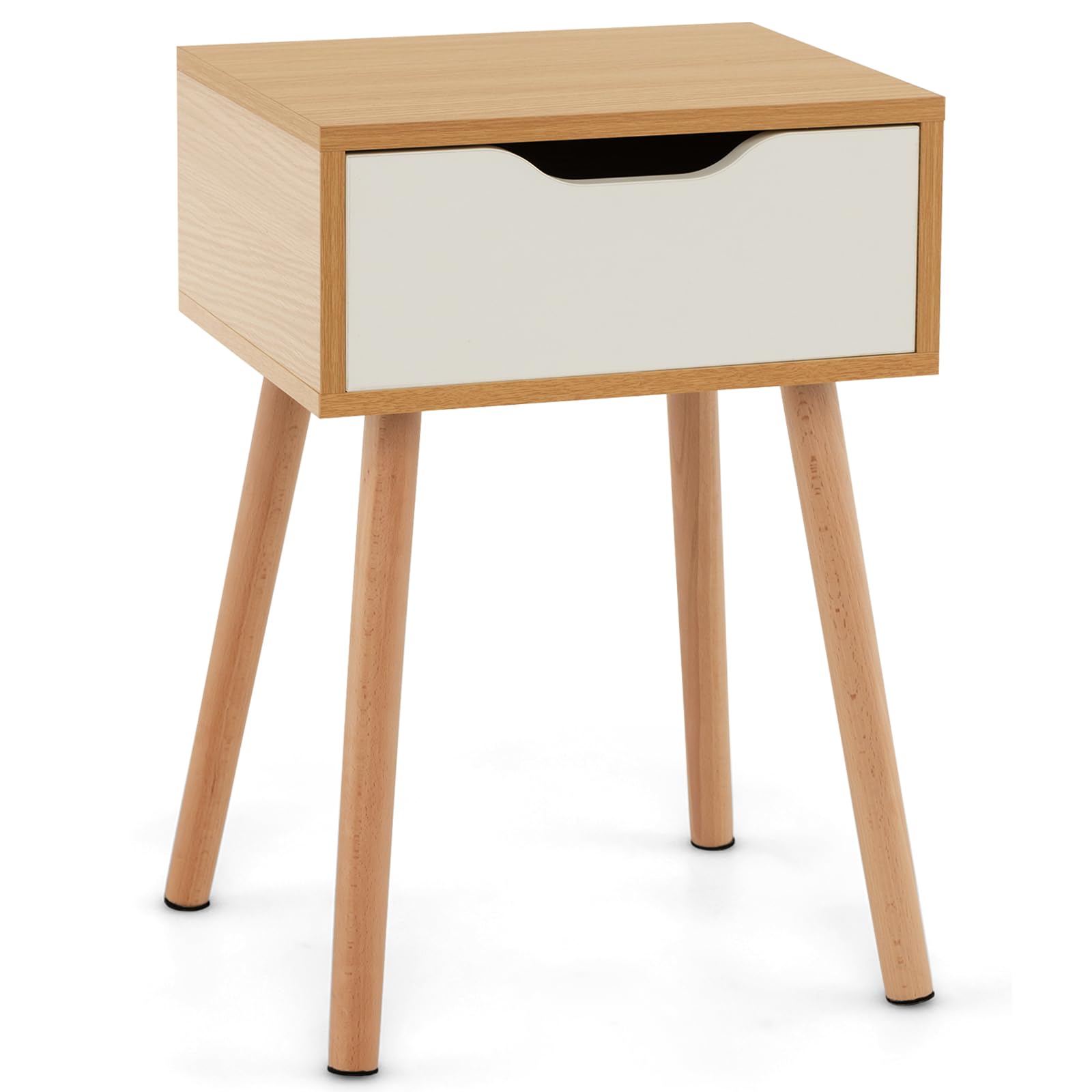 Giantex Mid Century Modern Nightstand, Wooden Bedside Table with Storage Drawer