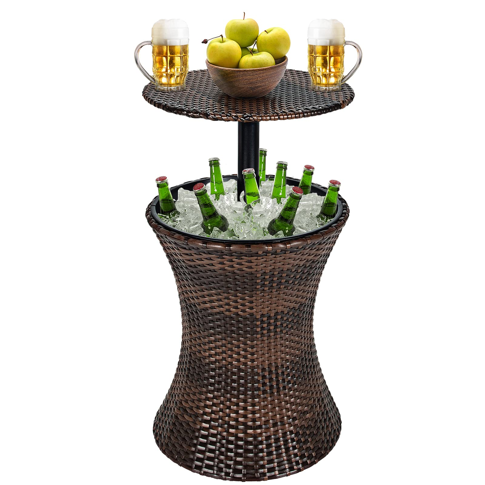 Giantex Outdoor Cool Bar Rattan Style Patio Cool Bar Table Adjustable Height