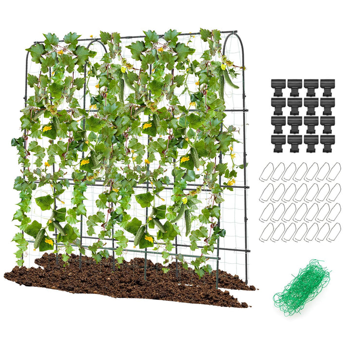 Giantex Garden Arched Trellis for Climbing Plants, 71” x 71” U-Shaped Tall Cucumber Trellis for Raised Garden Bed