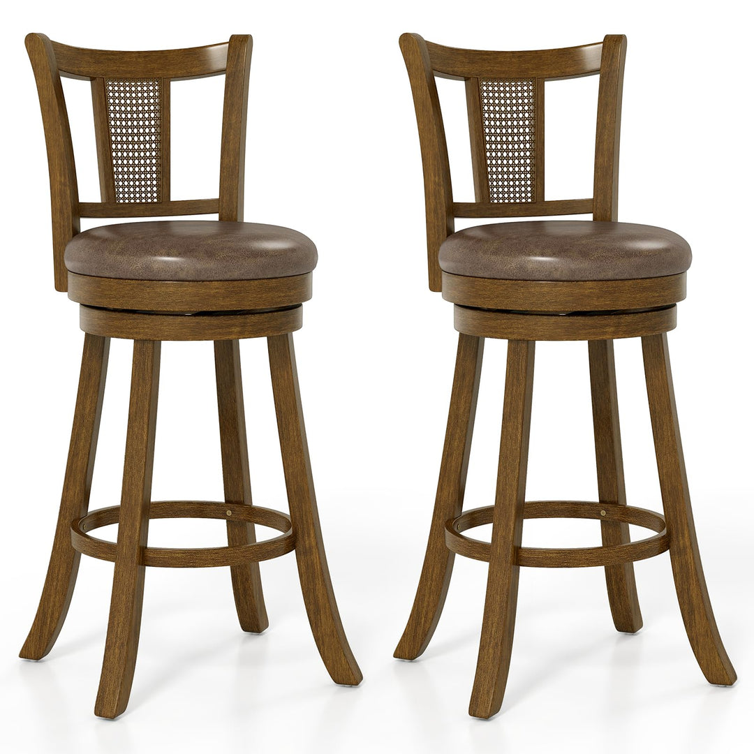 Giantex 30" Upholstered Leathaire Farmhouse Barstools for Kitchen Island Dining Room Pub