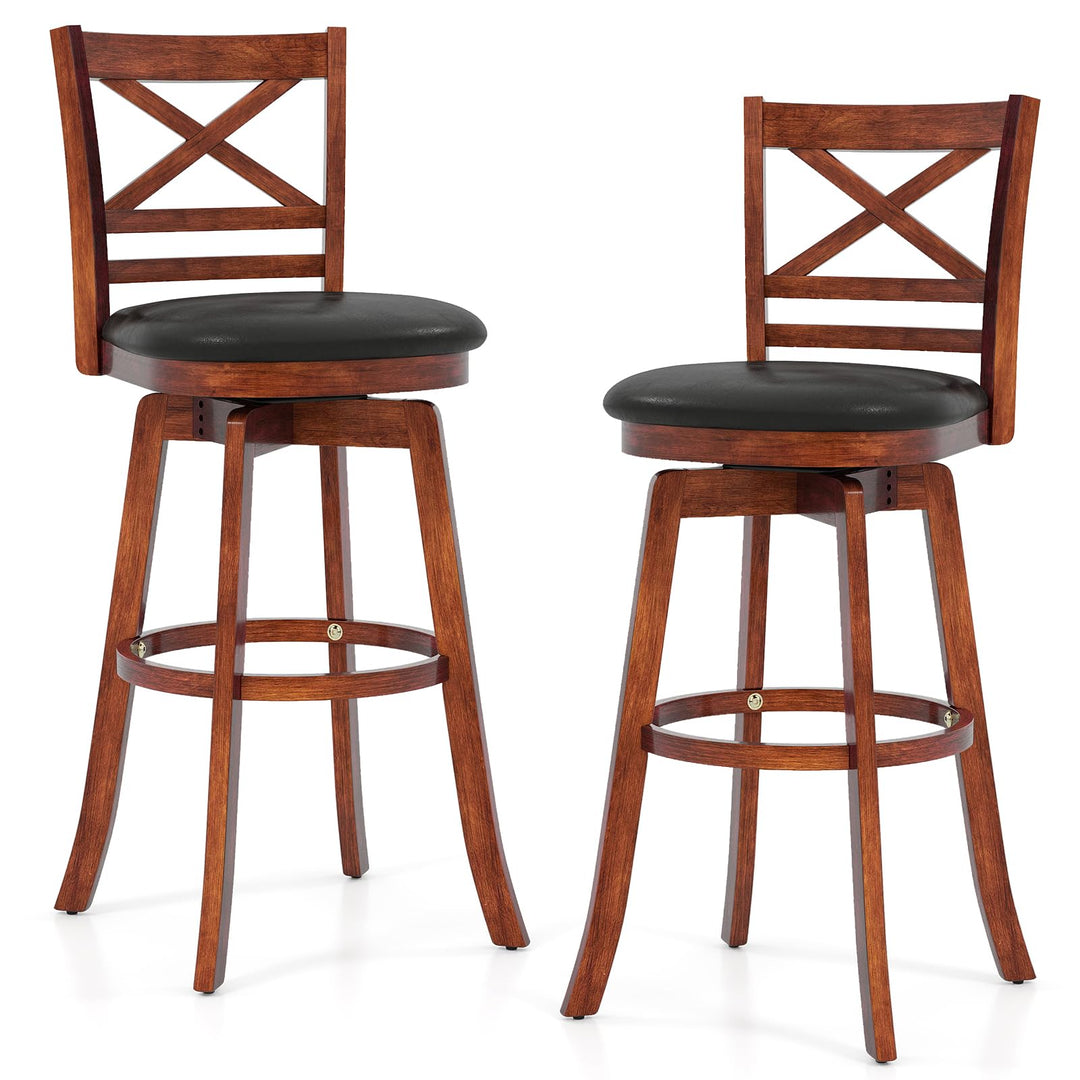 Giantex 30.5 Inch Bar Height Chairs Stools Set of 2/4 with PU Faux Leather Upholstered Seat