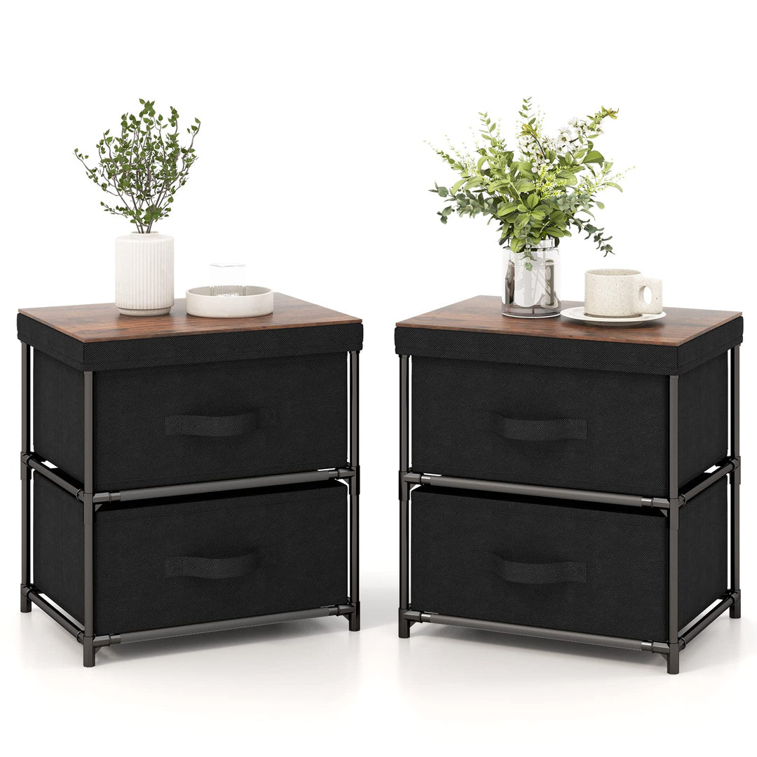 Giantex Nightstand Set of 2 with 2 Fabric Drawers