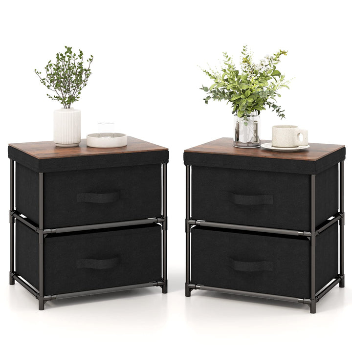 Giantex Nightstand Set of 2 with 2 Fabric Drawers
