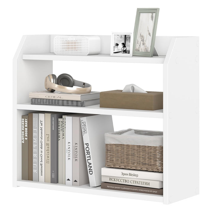 Giantex 3-Tier Desktop Bookshelf Small Wood Countertop Organizer(1/2)