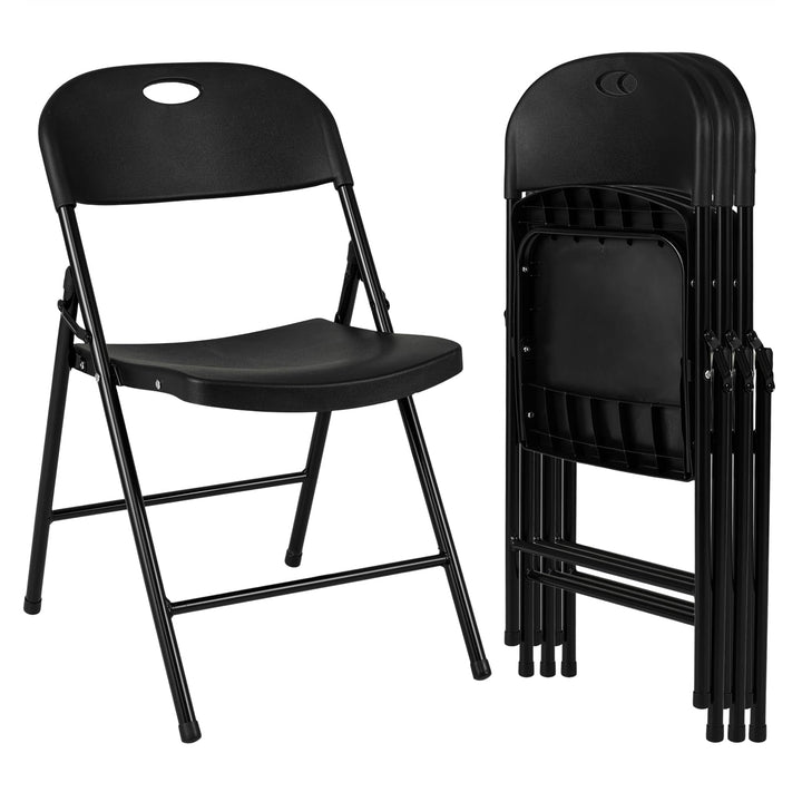 Giantex Plastic Folding Chair | Portable Stackable Commercial Seats with Ergonomic Backrest