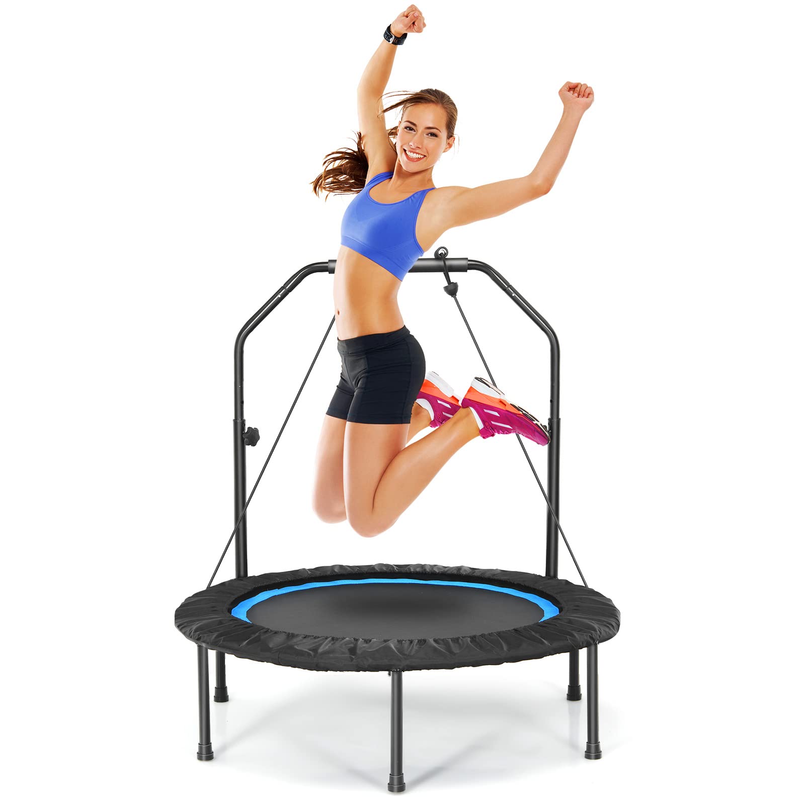 40" Foldable Indoor and Outdoor Mini Fitrness Trampoline with Adjustable Handle