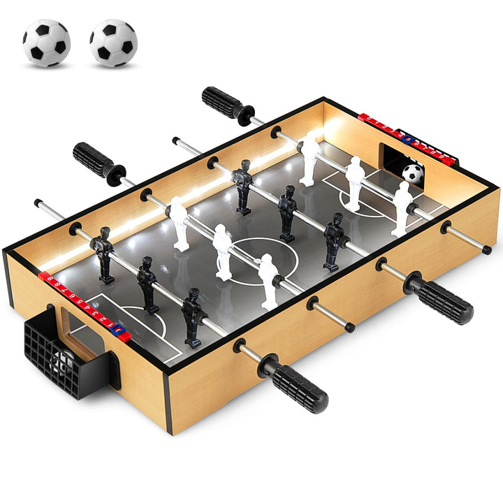 Giantex 20 Inch Foosball Table - Tabletop Football Table w/LED Lights, Realistic Players & 2 Balls