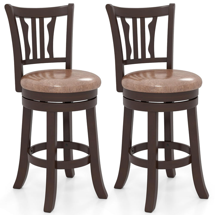 Giantex 26" Upholstered Counter Height Swivel Bar Stools Set of 2/4 with Back and Solid Rubber Frame