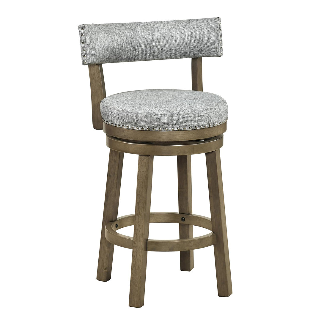 Giantex Swivel Bar Stool | 27" Counter Height Stool with Linen Fabric Upholstered Seat &amp; Back