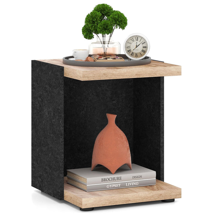 Giantex 2-Tier Sofa Side Table with Open Storage Shelf