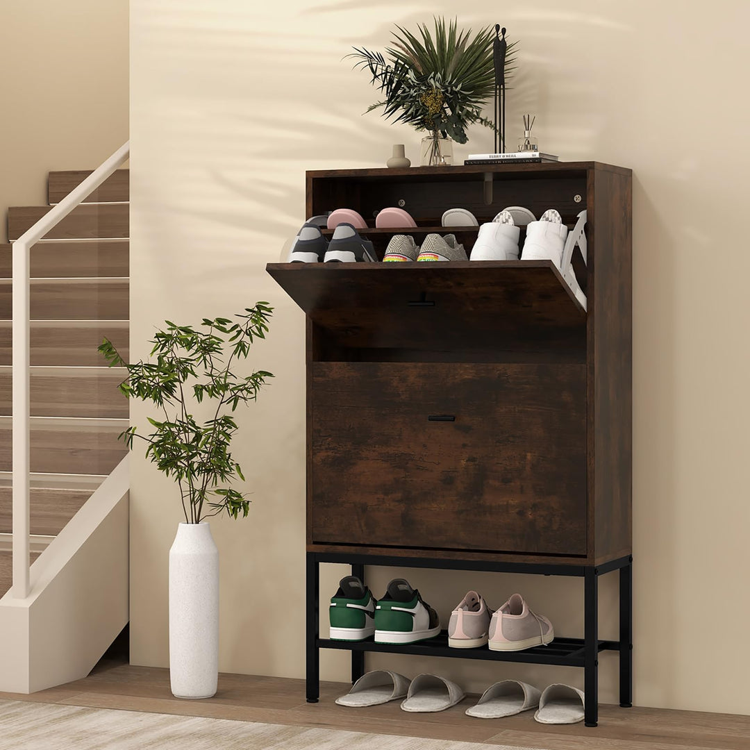 Giantex Shoe Storage Cabinet Hidden Shoe Organizer with Flip