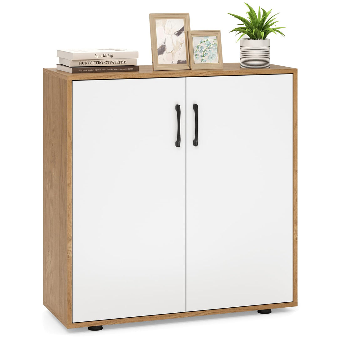 2-Door Kitchen Storage Cabinet with 5-Position Adjustable Shelf & Anti-Tipping Kits