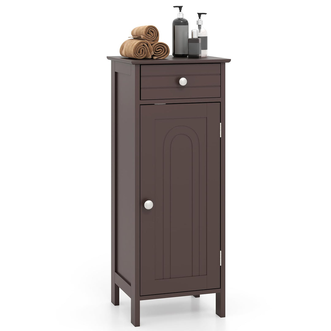 Giantex 34.5” Bathroom Cabinet Narrow Side Storage Organizer with Drawer