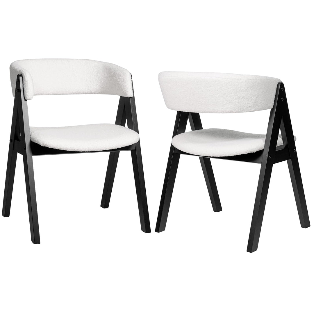 Giantex Wooden Dining Chairs Set of 2/4 Modern Sherpa Upholstered Kitchen Chair
