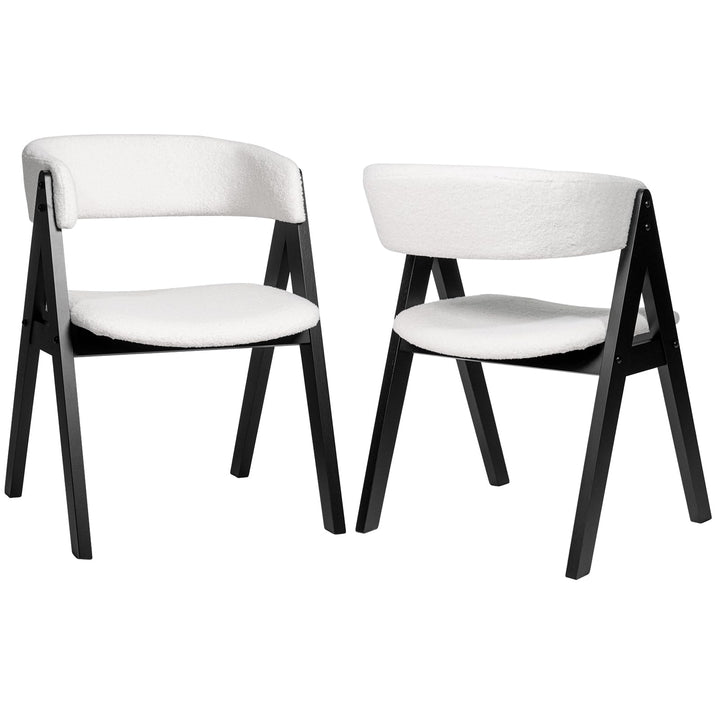Giantex Wooden Dining Chairs Set of 2/4 Modern Sherpa Upholstered Kitchen Chair