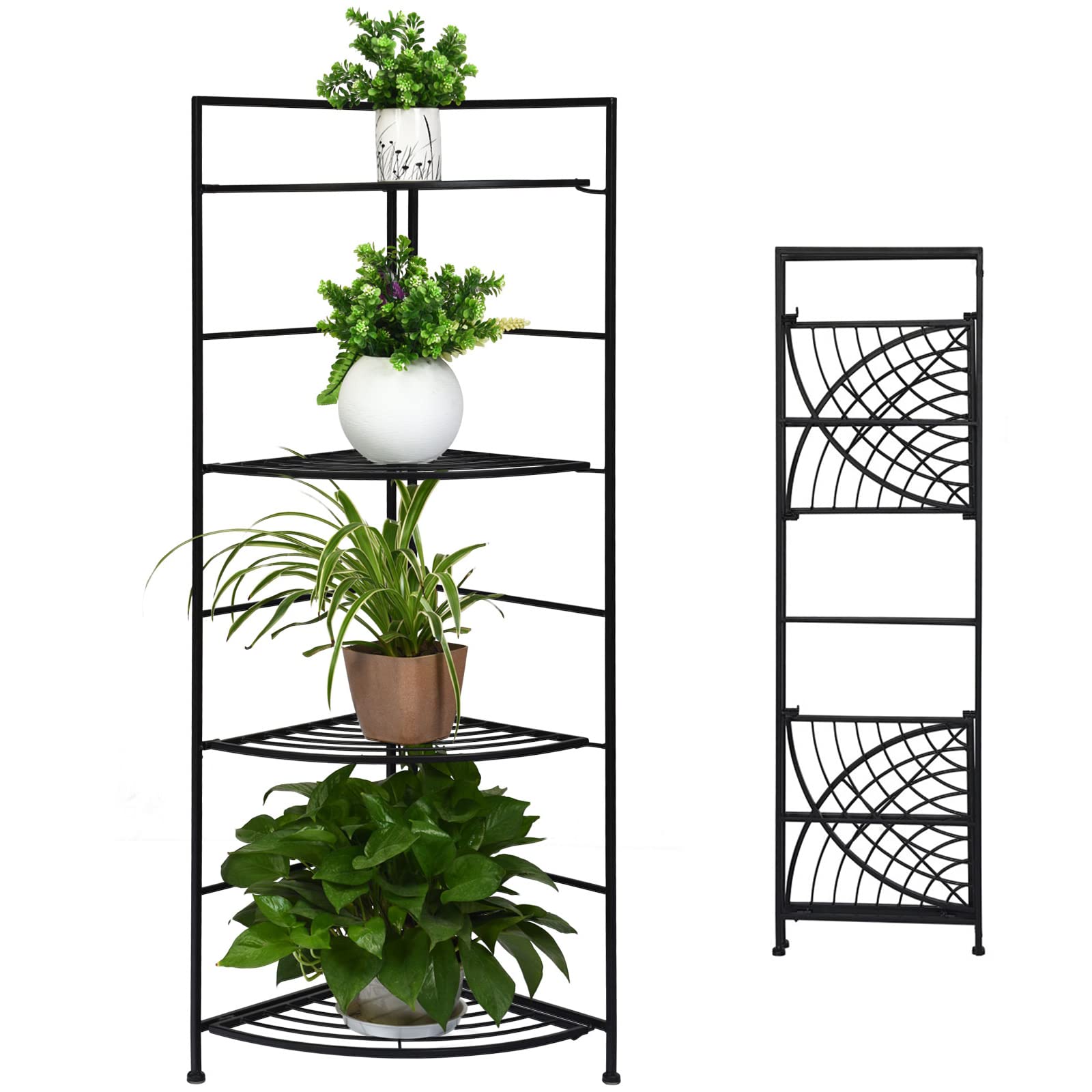 Simple Metal Plant Rack Buy 4 Tiers Folding Metal Plant Rack, Corner Storage Shelf - Giantex ...