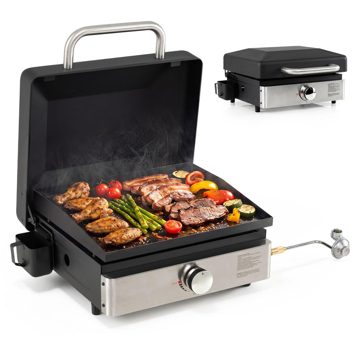 Giantex 1-Burner 12,500 BTU Portable Propane Gas Griddle with Lid