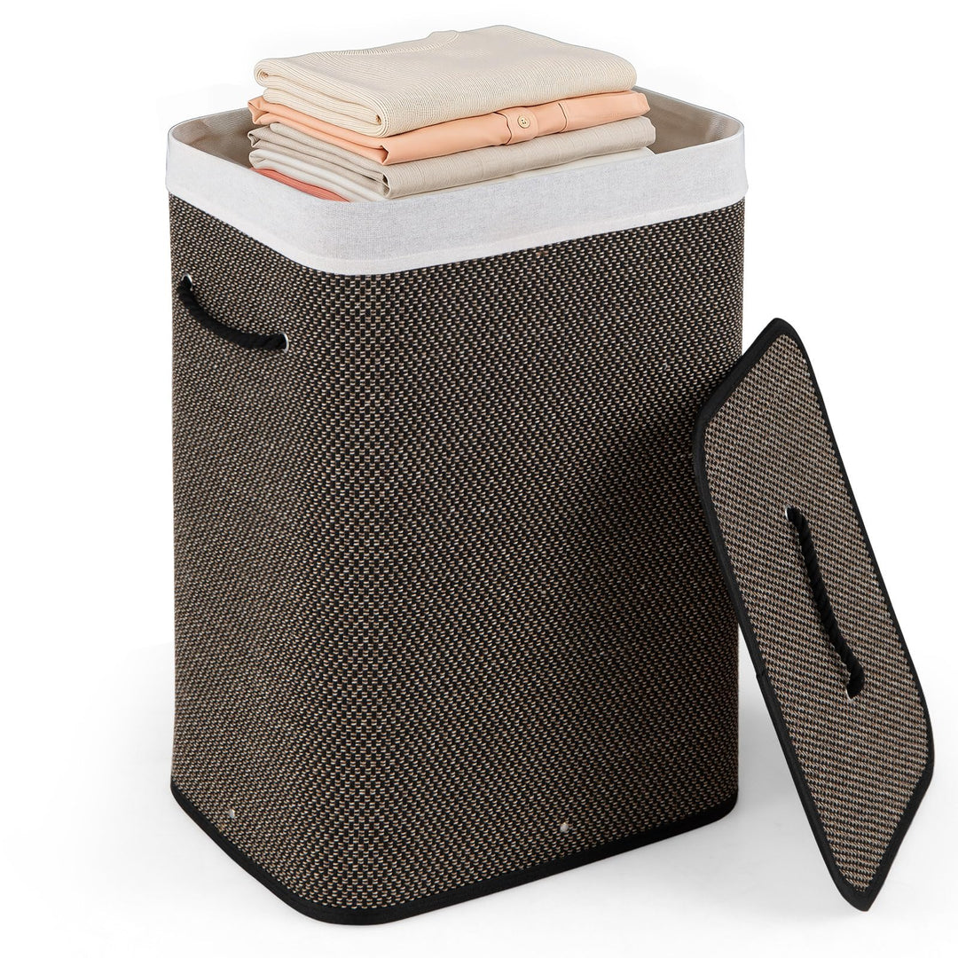 Giantex 19 Gal Rectangular Bamboo Laundry Hamper with Lid