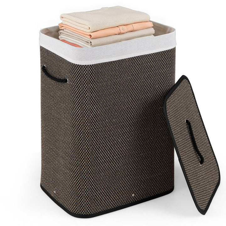 Giantex 19 Gal Rectangular Bamboo Laundry Hamper with Lid
