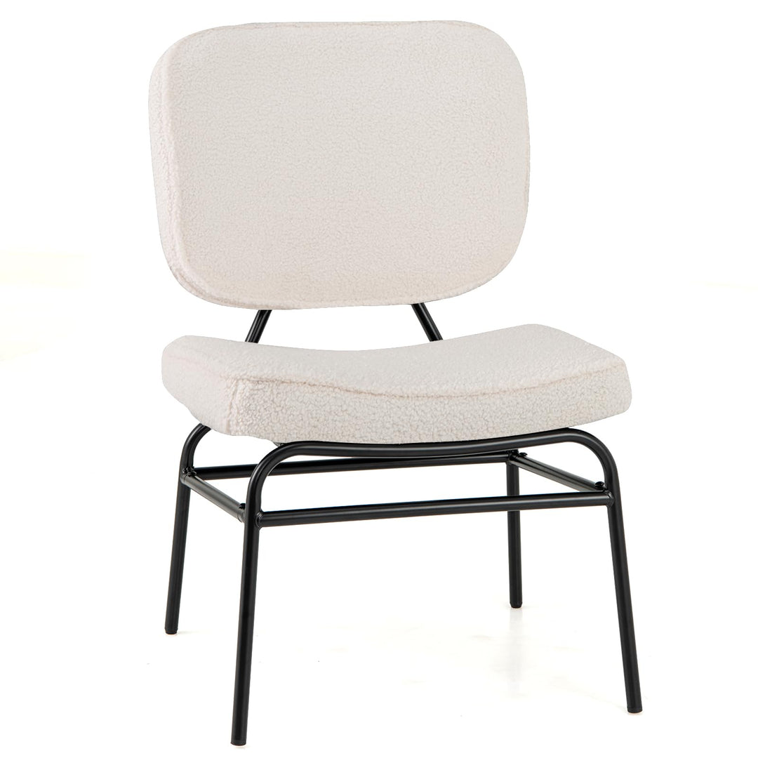 Giantex Modern Armless Accent Chair - Sherpa Reading Chair with Sponge Padding