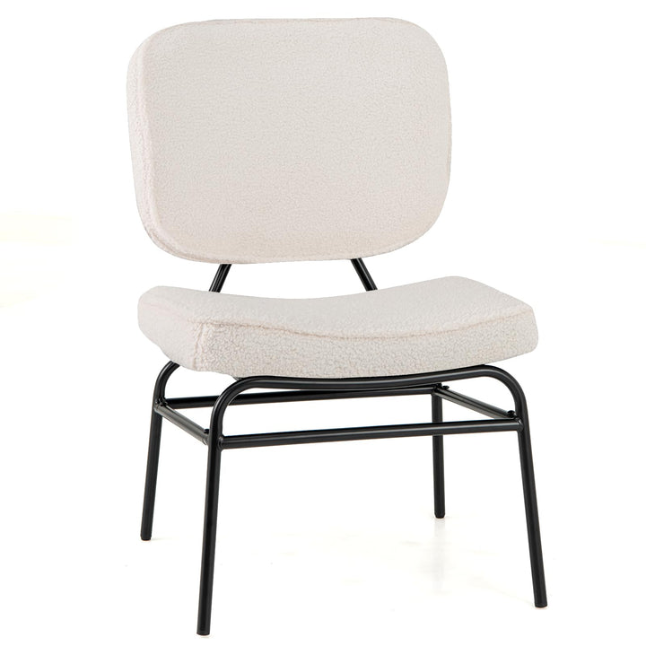 Giantex Modern Armless Accent Chair - Sherpa Reading Chair with Sponge Padding