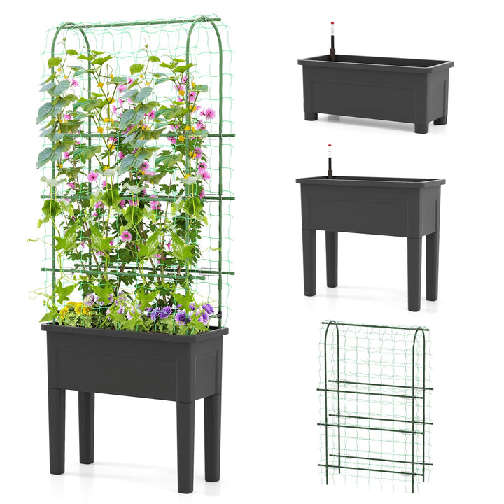 Giantex Raised Garden Bed with Legs and Trellis for Climbing Plants