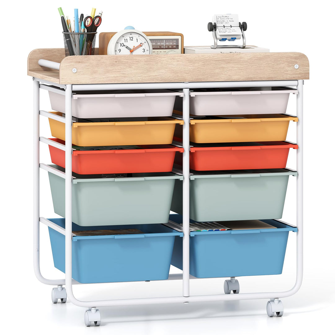 Giantex Rolling Storage Cart with 10 Drawers, Utility Cart