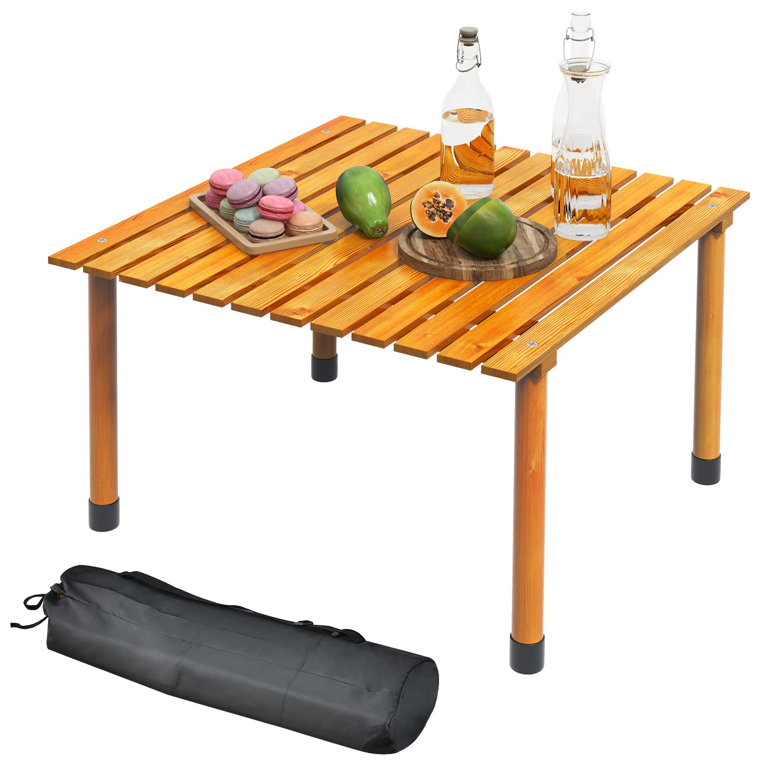 Giantex Portable Camping Table, Folding Picnic Table with Carrying Bag & Roll-up Tabletop