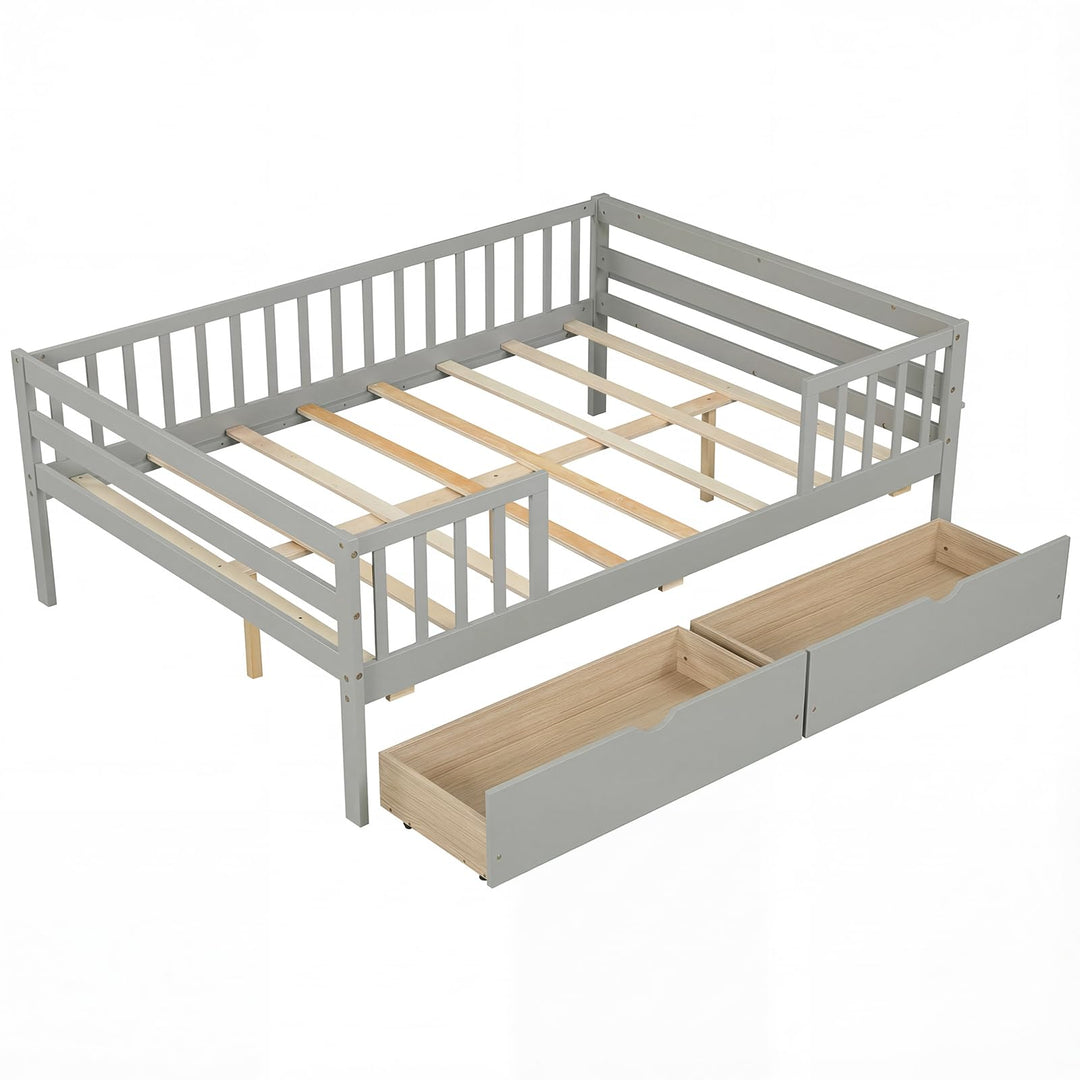 Giantex Full Kids Bed with Storage Drawers Wood Montessori Bed
