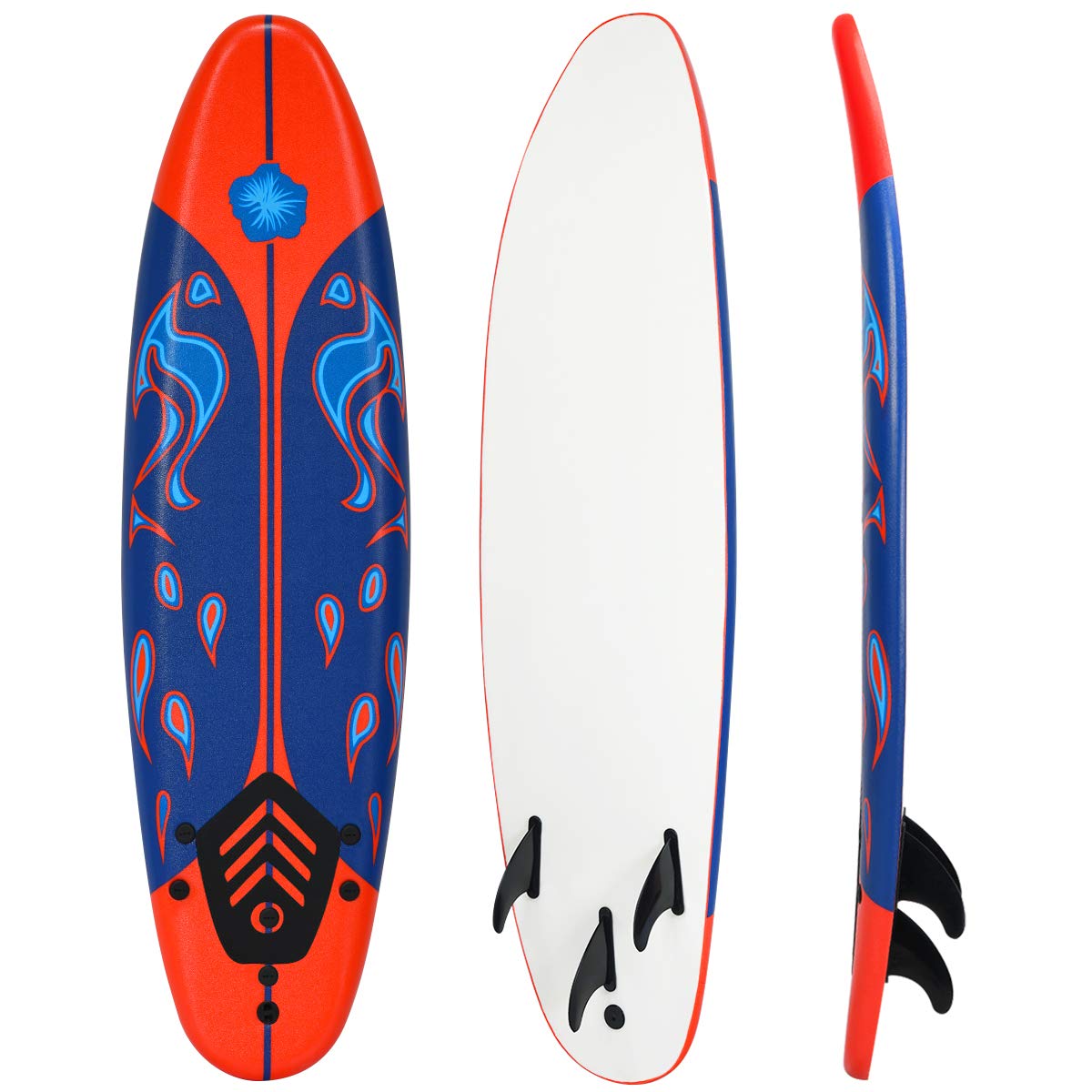 Giantex 6' Surfboard Surfing Surf Beach Ocean Body Foamier Board with Removable Fins