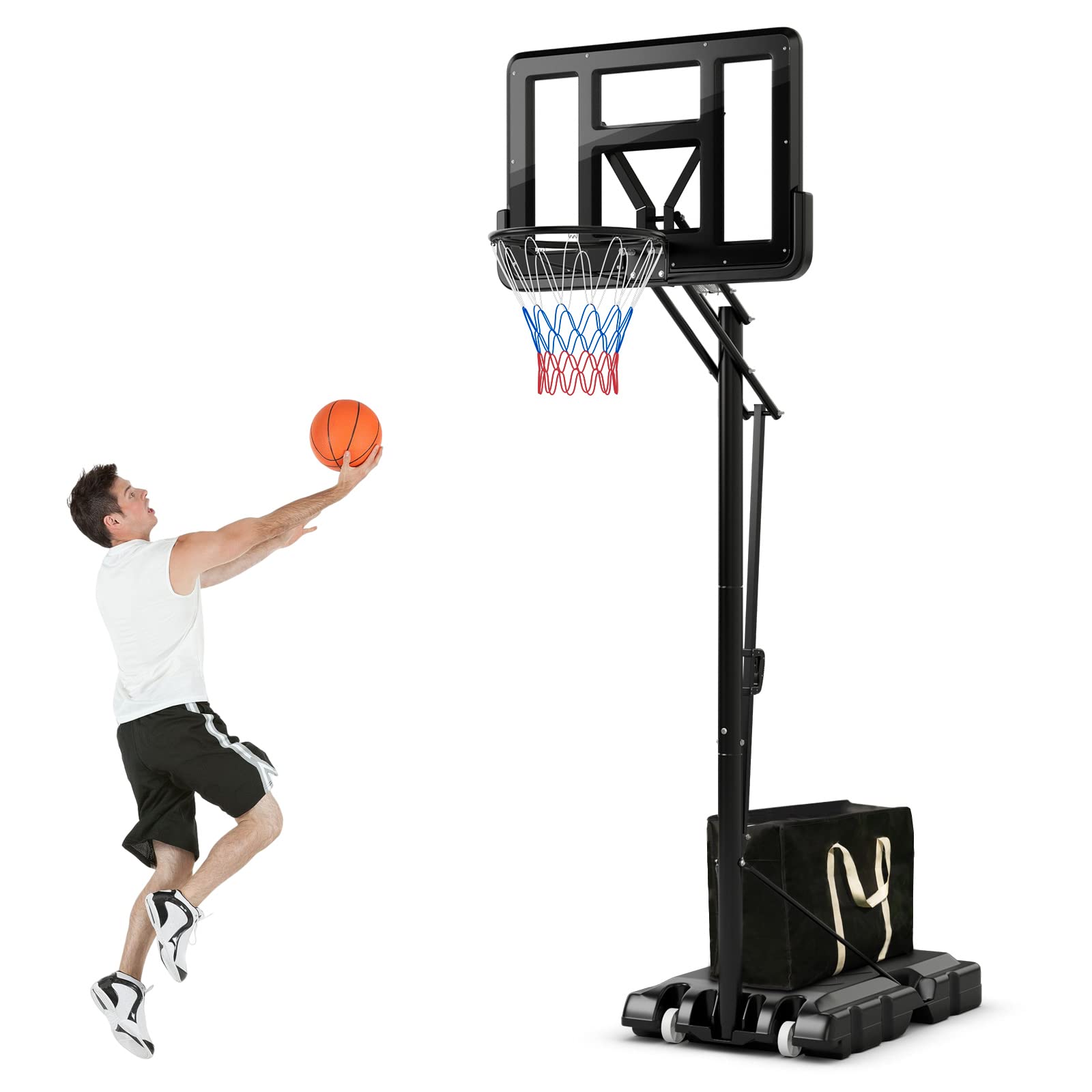 Outdoor  8-10Ft Height Adjustable Basketball Stand System - Giantex