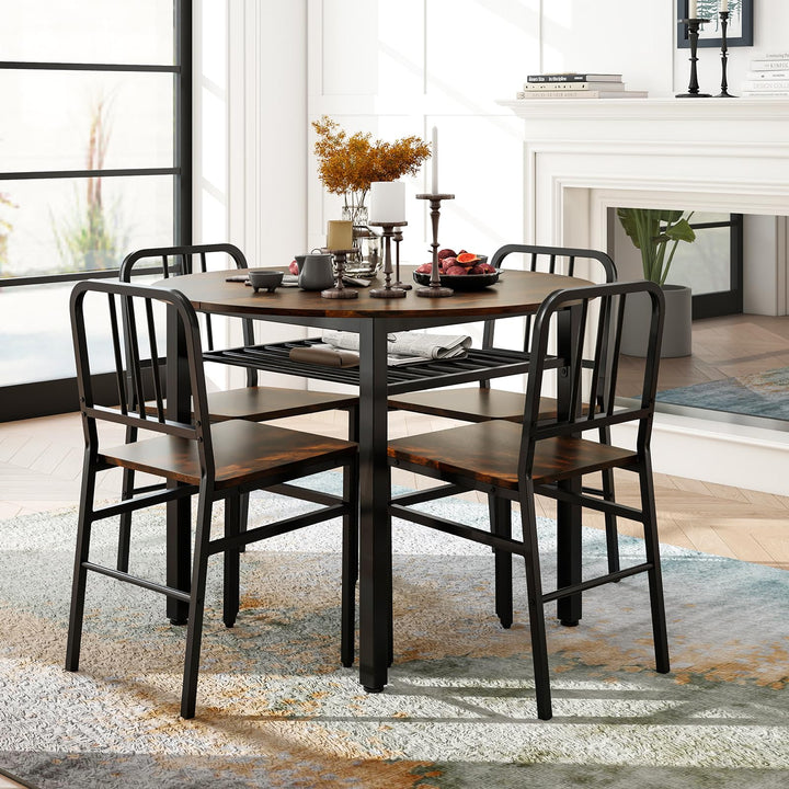 Giantex 40-Inches Round Kitchen Table & Chairs with Storage Rack & Metal Frame