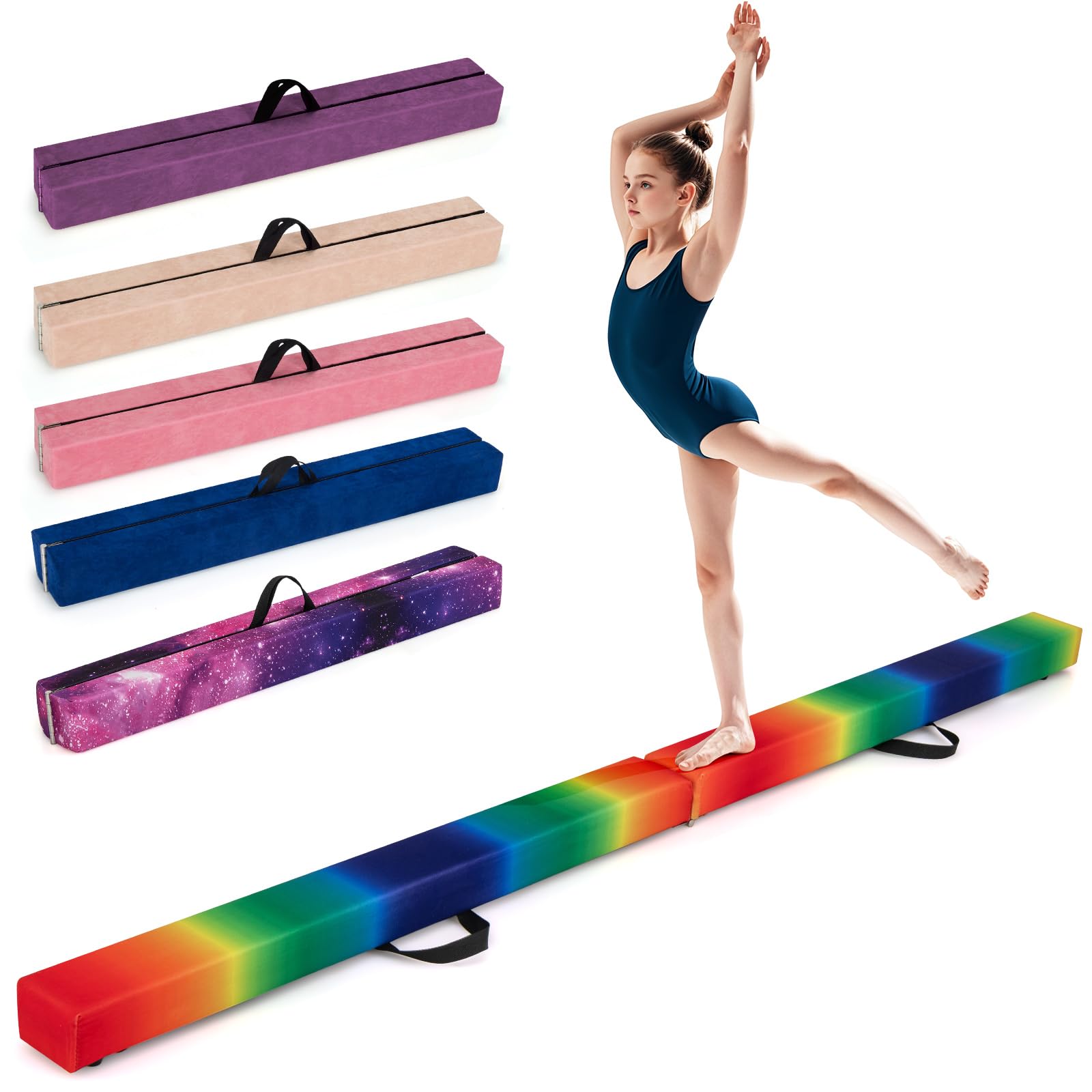 Giantex 7 Ft Balance Beam, Folding Gymnastics Beam w/Carry Handles