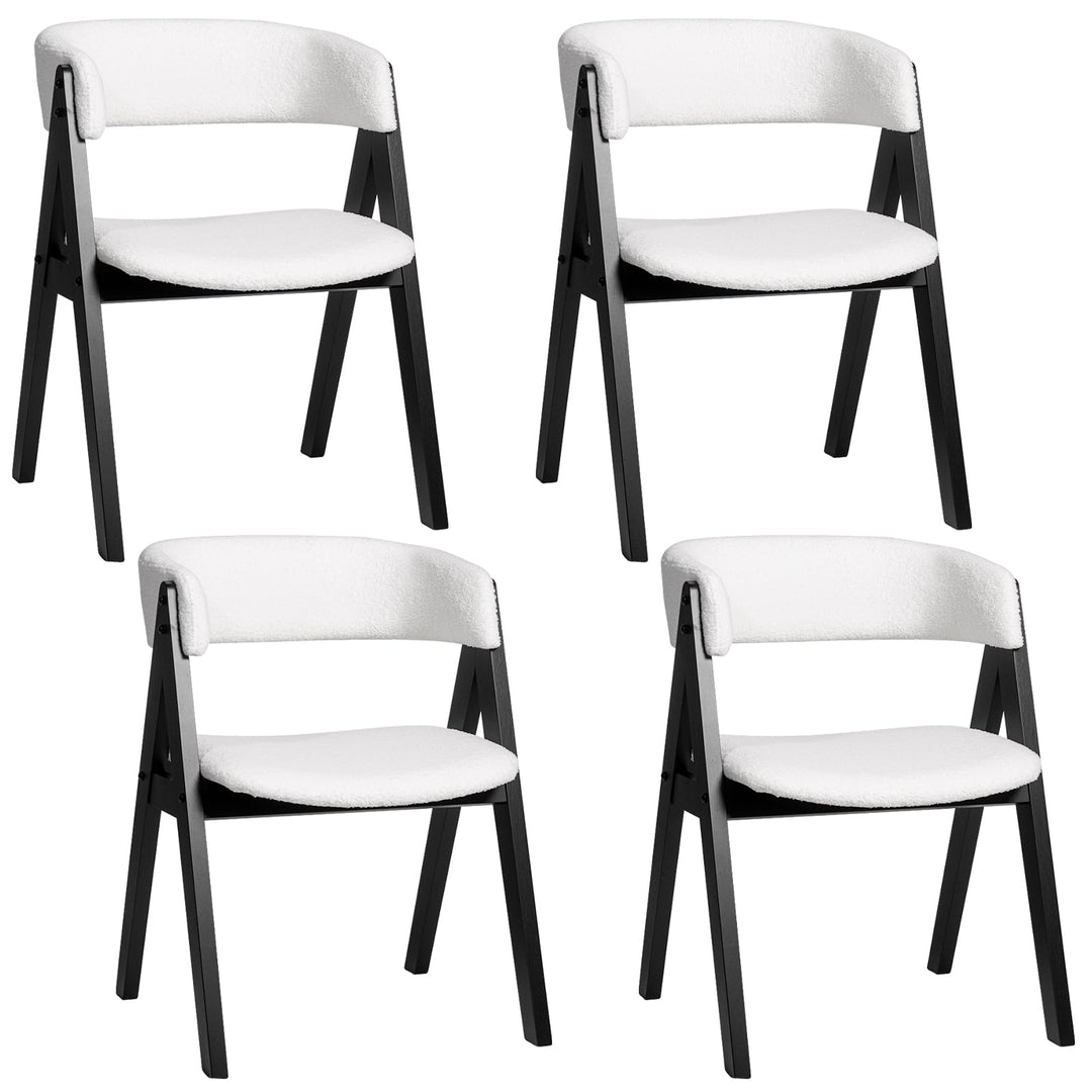 Giantex Wooden Dining Chairs Set of 2/4 Modern Sherpa Upholstered Kitchen Chair