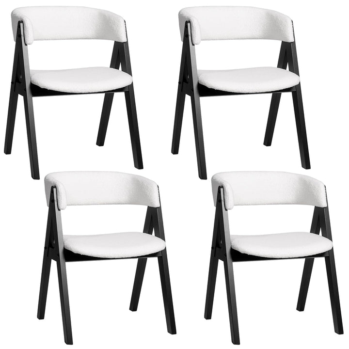 Giantex Wooden Dining Chairs Set of 2/4 Modern Sherpa Upholstered Kitchen Chair
