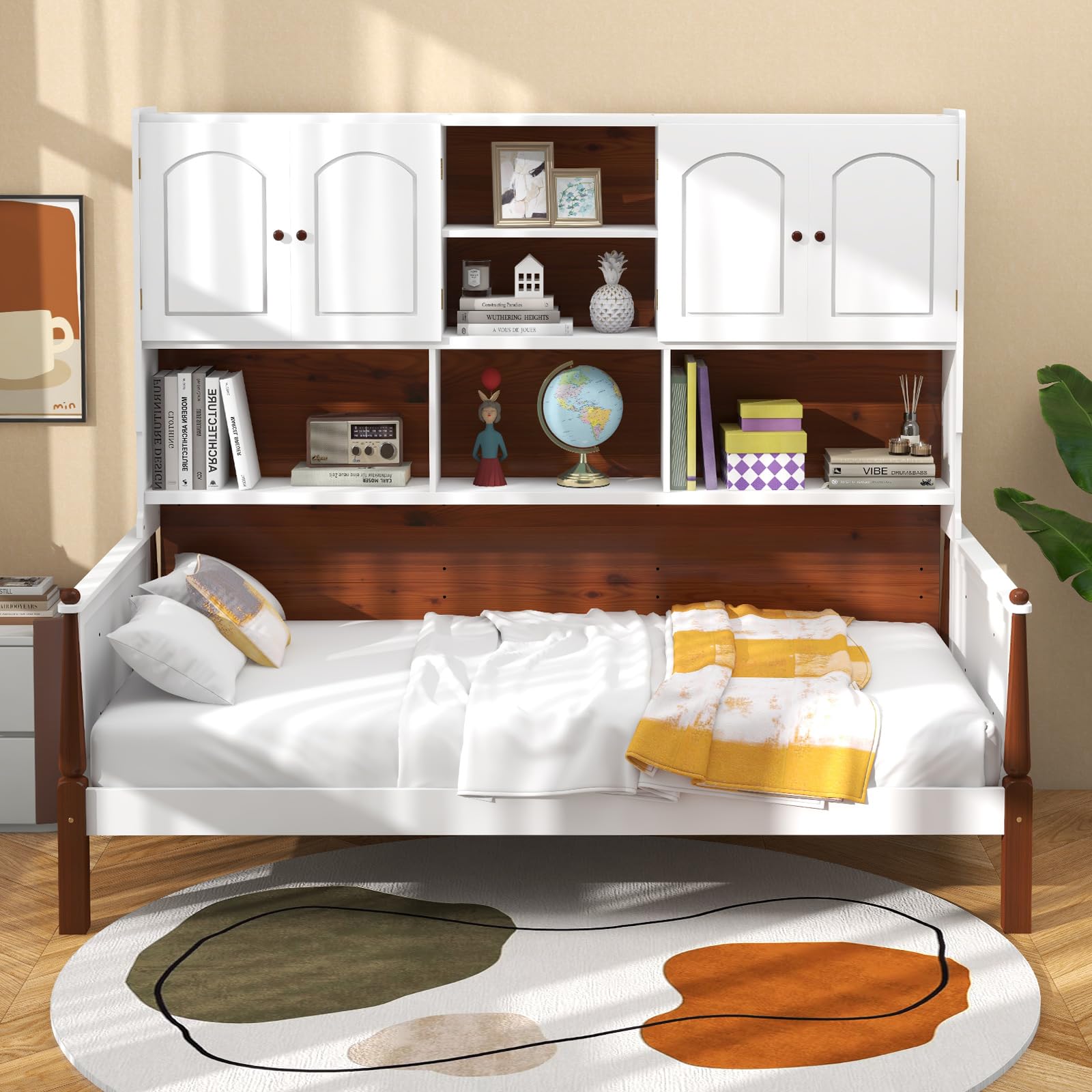 Giantex Wood Twin Bed with Storage