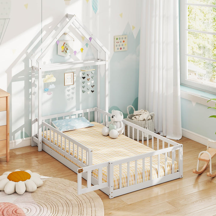 Giantex Twin House Floor Bed for Kids