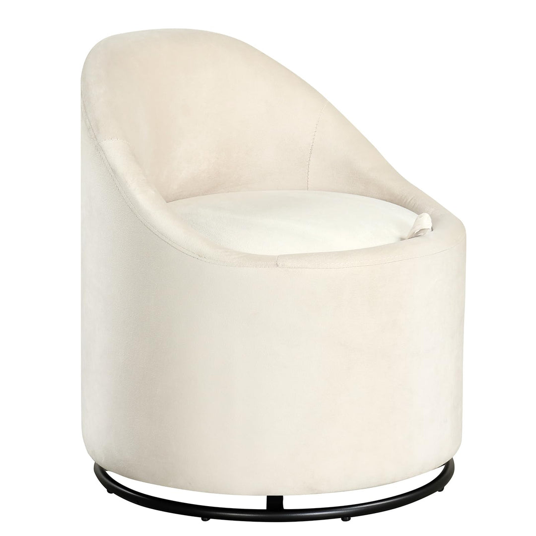 Giantex Swivel Accent Chair with Storage, 360° Upholstered Vanity Chair with Backrest