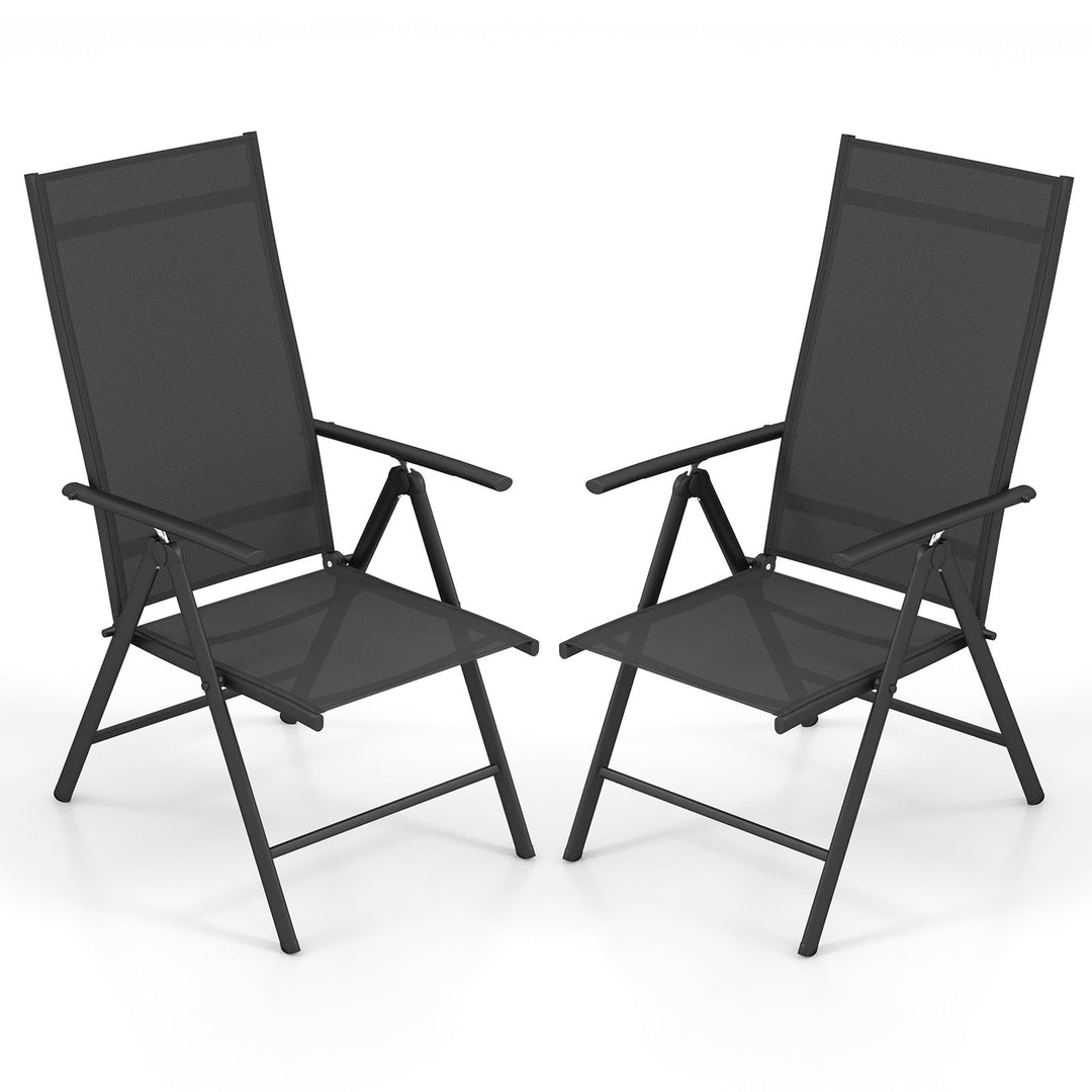 Giantex Folding Patio Chairs, High Back Outdoor Chairs with 7-Level Adjustable High Backrest