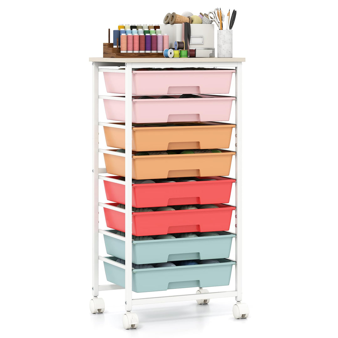 Giantex 8 Drawers Rolling Cart with Wheels for Office School