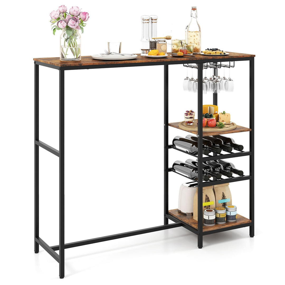 Giantex 48" Bar Table with Storage Shelves for Kitchen Living Room Dinette