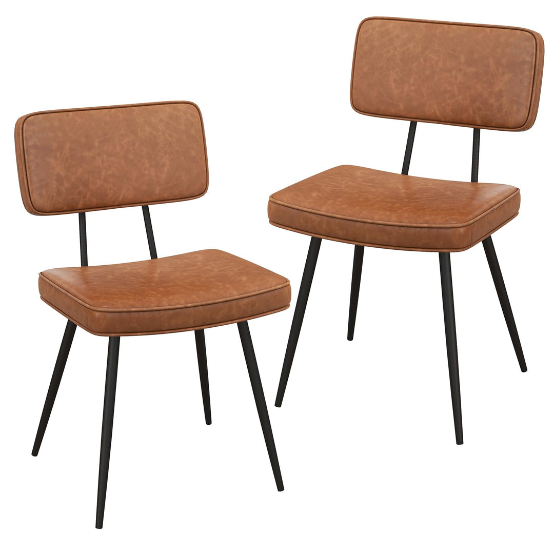 Giantex PU Leather Dining Chairs Set of 2/4, Upholstered Kitchen Chairs w/Padded Backrest & Seat, Metal Legs