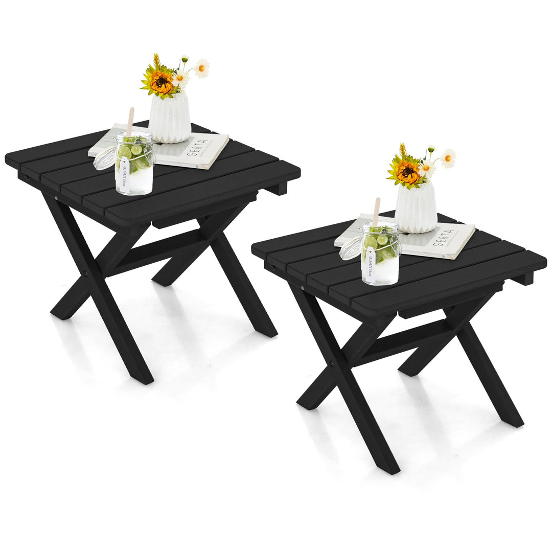 Giantex Outdoor Folding Side Table - Foldable Weather-Resistant HDPE Adirondack Table