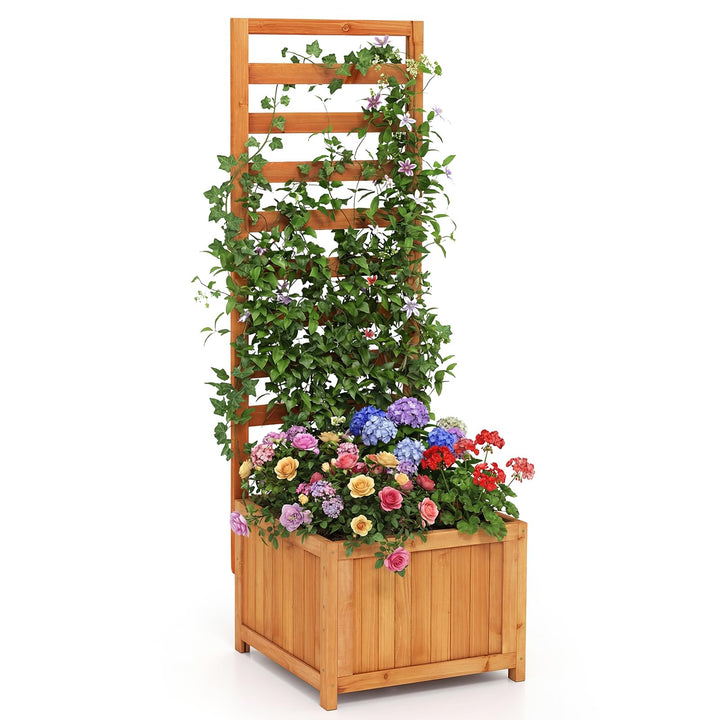 Giantex Wood Raised Garden Bed with Trellis