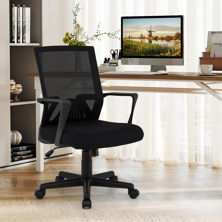 Giantex Office Desk Chair with Lumbar Support, Ergonomic Mesh Office Chair with Wheels and Armrests